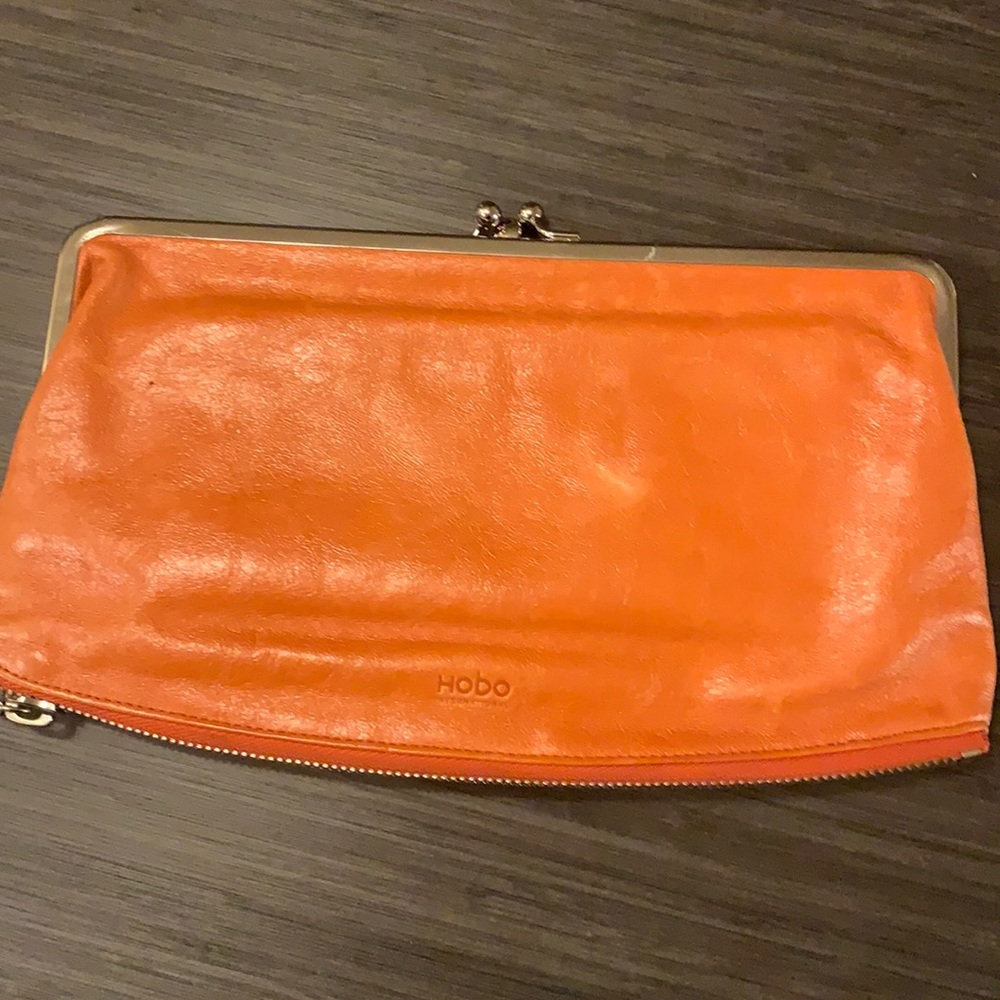 Hobo international orange leather large pouch